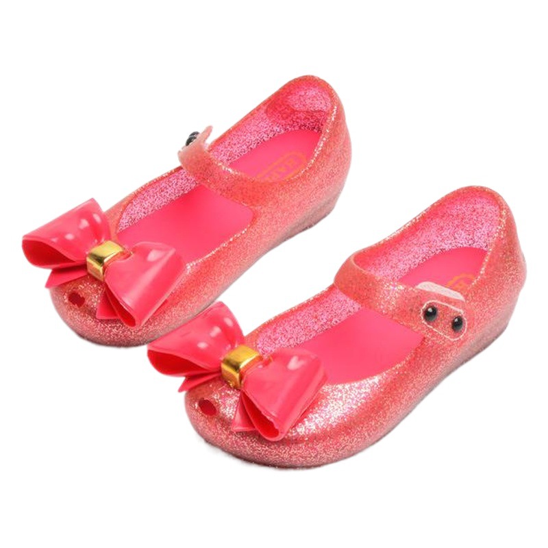 2025 New Women's Sandals Velcro Cartoon Shoes Bow Jelly Shoes Princess Shoes Plastic Sandals