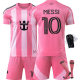 2526 Miami Jersey No. 10 Messi Major League Soccer Jersey Home Children's pink suit with Socks