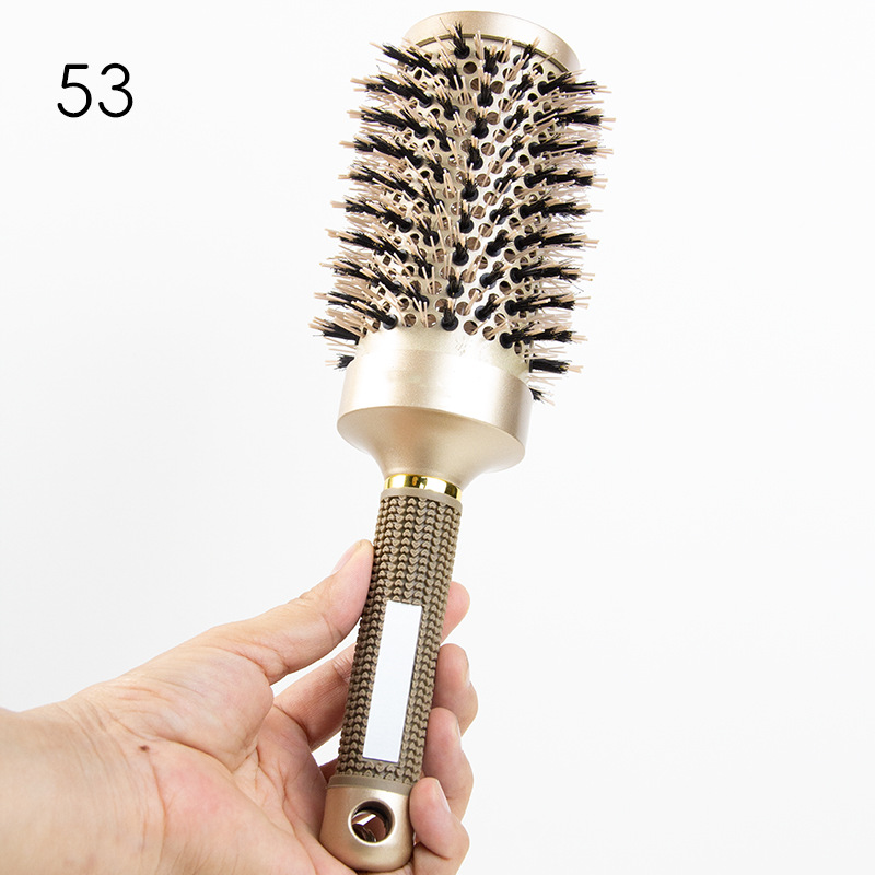 Suministro directo de fábrica forma de salón de pelo rizado rodillo peine tubo de aluminio conductivo térmico peine de cerámica peine del pelo peine de nylon de oro tubo de aluminio