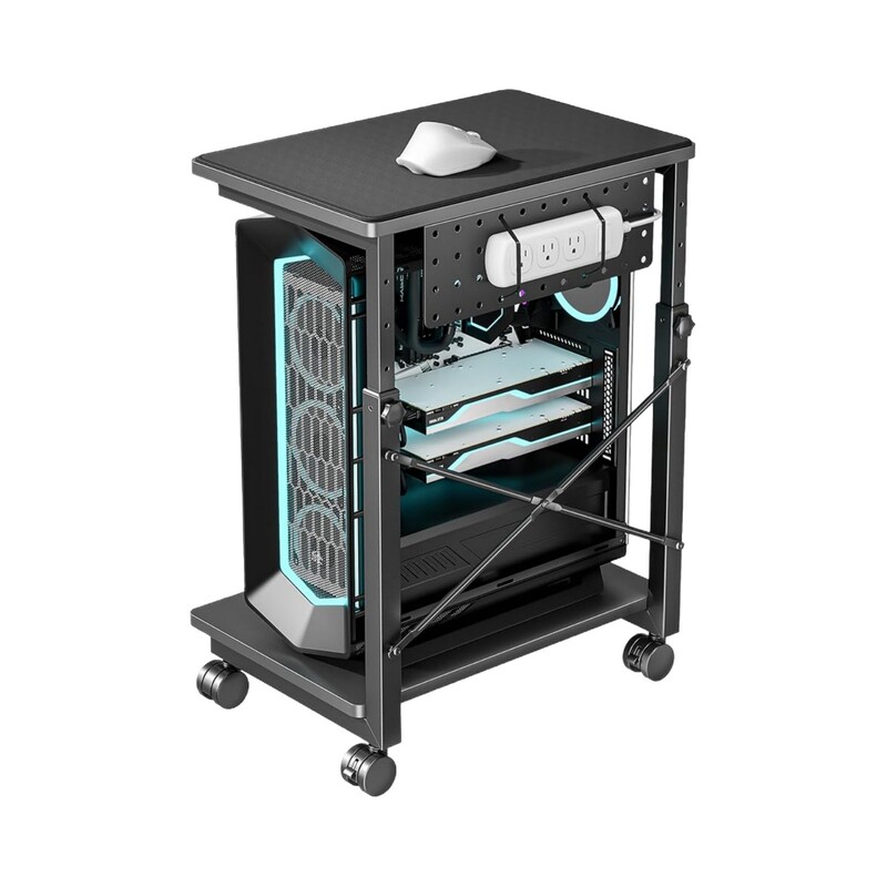 Computer Host Bracket with Pulley Removable Telescopic Desktop Chassis Base Rack for Home Office General Purpose