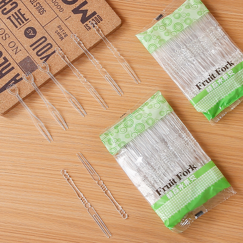 tenedor de fruta tenedor desechable tenedor de frutas tenedor de almacenamiento portátil transparente grosado tenedor doméstico comercial de grado alimenticio