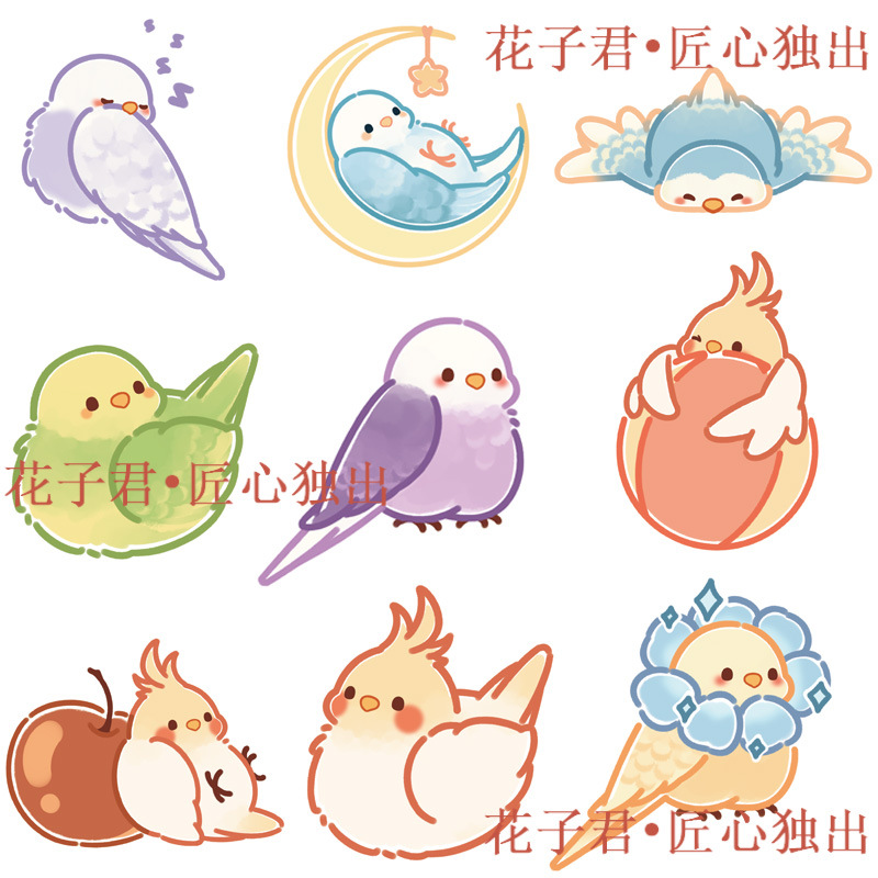 Super cost-effective 80 cartoon cute parrot stickers soft adorable fun dull parrot decoration mobile phone a batch