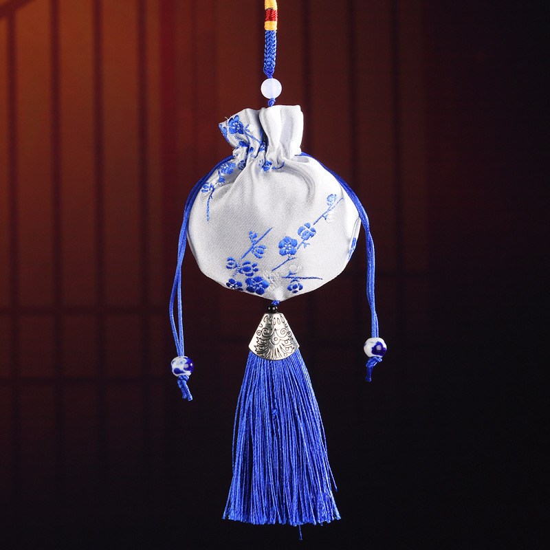 Guofeng 실크-파란색과 흰색 도자기 (향신료 가방 포함)