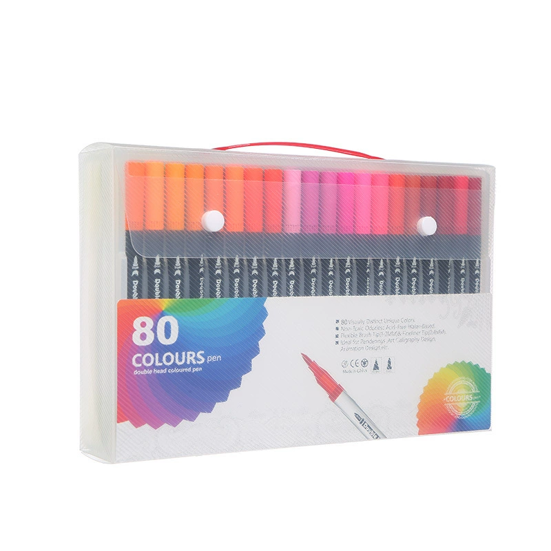 Watercolour Art Marker Set (Qidian) Double-Ended Brush & Crayon Liner, Washable, 12–120 colors