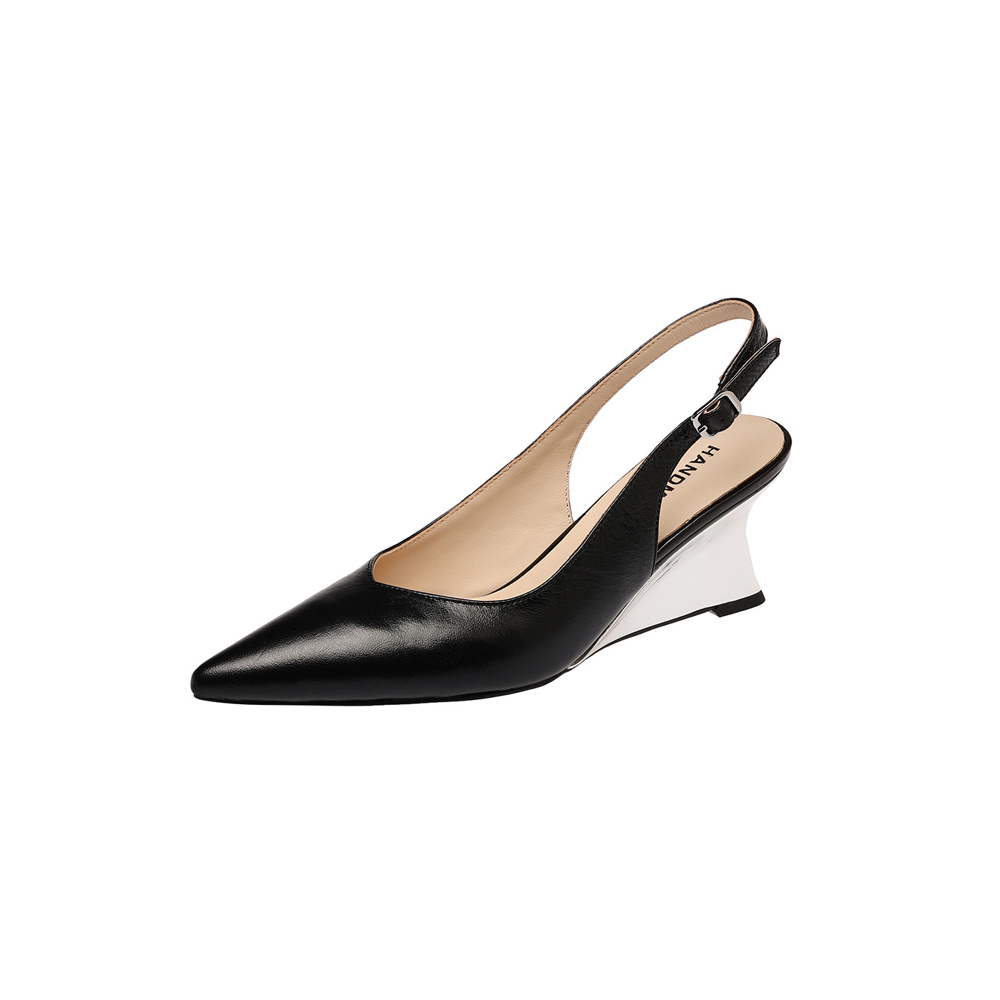 Sandal cao gót nữ mũi nhọn quai hậu đế xuồng gót 7.5 cm — Hồng nhạt 7.5cm, Hồng nhạt 3.5cm, Trắng kem 7.5cm, Đen 3.5cm