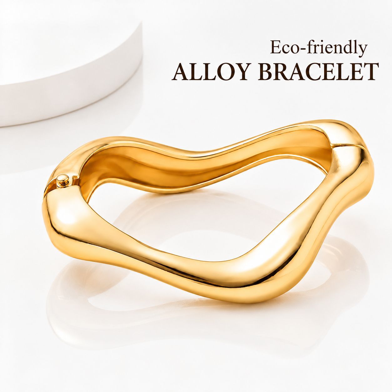 Pulsera Popular Transfronteriza Europea y Americana, Estilo Minimalista INS, Patrón de Onda Irregular, Joyería de Metal Brillante, Accesorios para Mujer