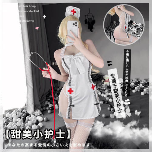 Sexy lingerie suspender lace see-through nurse uniform hot sexy uniform suit no need to take off flirting 2501 for adults