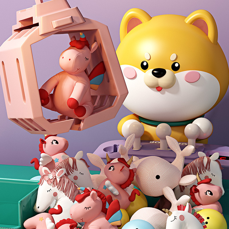 Niños extra grande clip muñeca juguete mini hogar clip muñeca máquina Shiba Inu grab muñeca máquina al por mayor