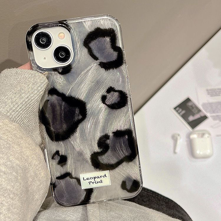 黑灰豹纹适用苹果13手机壳iPhone14网红17promax新款12软15女16|undefined