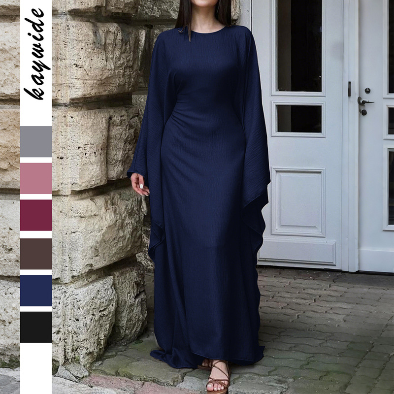 Diyun European and American Elegant Pure Color Long-Sleeved Dress Dress Women's Clothing 2025 Autumn and Winter Amazon Independent Station