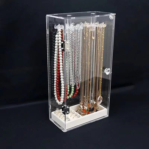 Cross-border new product necklace bracelet desktop storage rack acrylic hanging rack storage box dust-proof necklace display rack