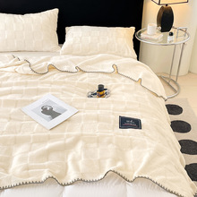 云感暖绒毯天鹅绒轻奢三角针包边卧室客厅两用盖毯秋冬天外贸新款