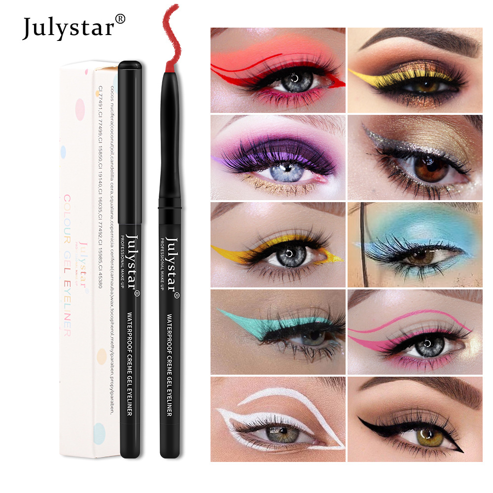Julystar durable color gel waterproof and not easy to smudge white eyeliner pen_voghion.com