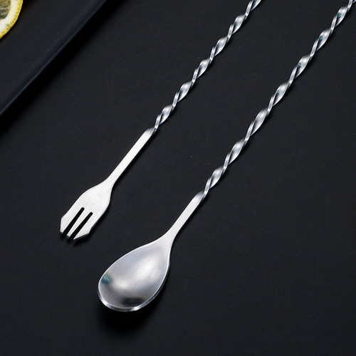 304 stainless steel stirrer coffee stirrer long handle milk tea spoon ice spoon bar spoon two-headed cocktail mixing spoon