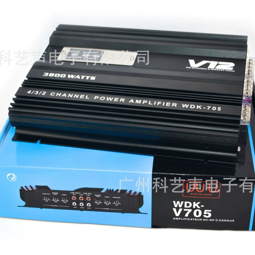 Трансграничный прямой автомобильный аудиоусилитель V12 705 Четырехканский мощный усилитель с 4 динамиками