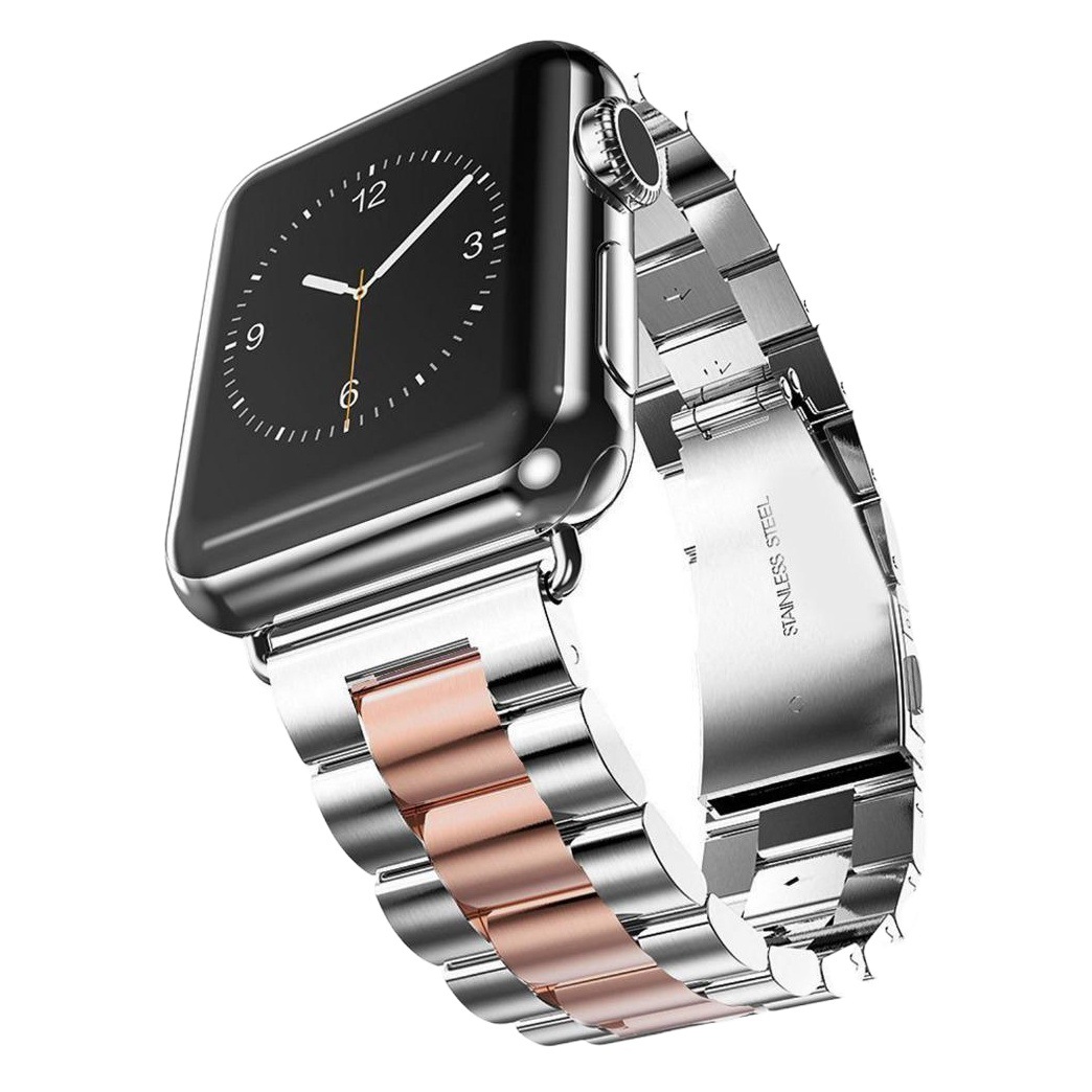 Adecuado para Apple applewatch correa de reloj de acero inoxidable de tres cuentas iwatch correa de reloj inteligente de metal