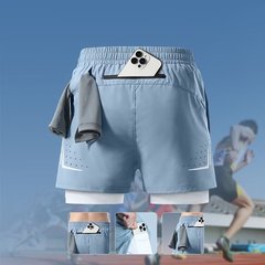 スポーツパンツ男性ランニング専用携帯電話夏の新型トレーニング速乾三分ズボン内張りズボン
