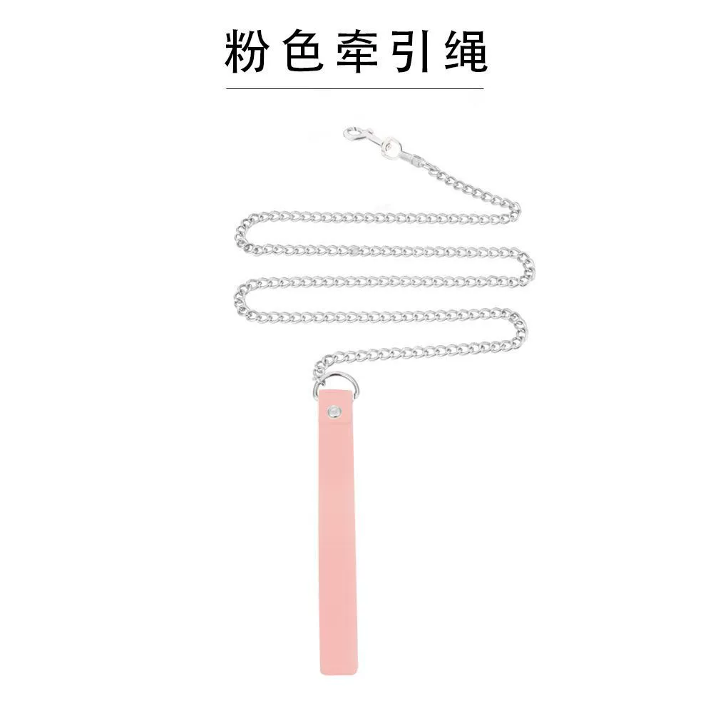 Choker Necklace Set, adjustable faux leather & chain, pendant/bell/leash options, 40–48 cm