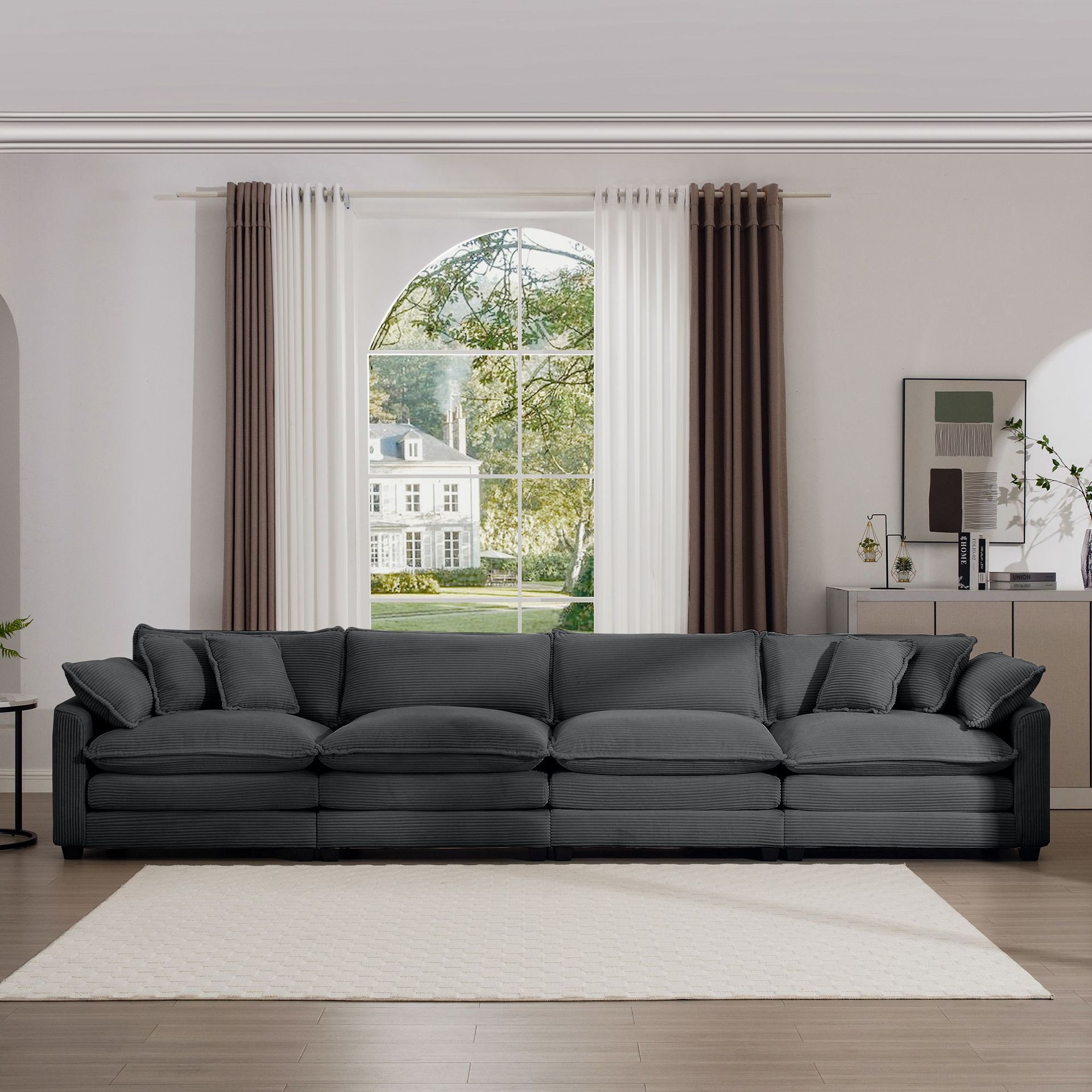 Moderno sofá de tela simple línea recta pequeña casa doble combinación de sala de estar simple multifunción sofá de esquina arrastrada