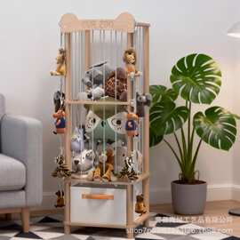 跨境木质毛绒玩具收纳架双耳朵木质玩具收纳架毛绒动物收纳整理架