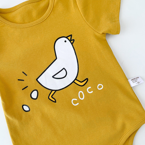 Baby Summer Ins Thin Boys' Onesie with Cap and Overalls Chick Pattern Girls' Onesie Crawling Suit Children's Wear 