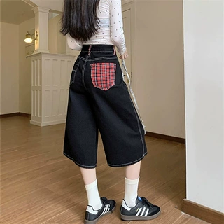 阔腿宽松七分牛仔裤女夏季高腰直筒七分裤女夏薄款显瘦裤子女款夏
