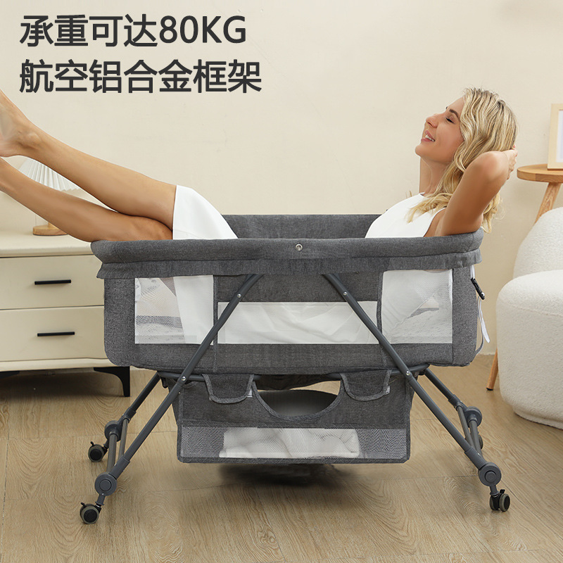 Cuna portátil plegable Cuna Cama con rodillo móvil cama de bebé BB dormir recién nacido cama de empalme