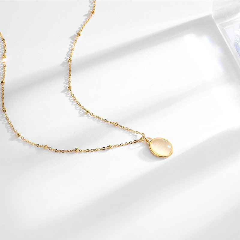 Simple Style Geometric Titanium Steel Plating Opal Necklace 1 Piece