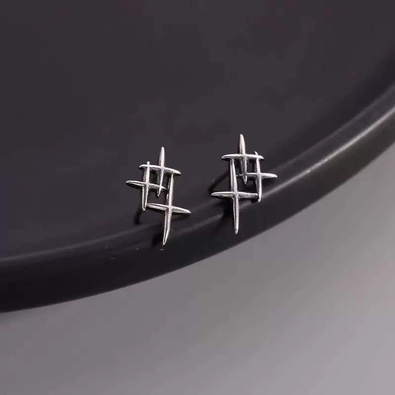 925银耳钉女学生韩版复古星星2023年新款潮简约耳环冷淡风耳饰