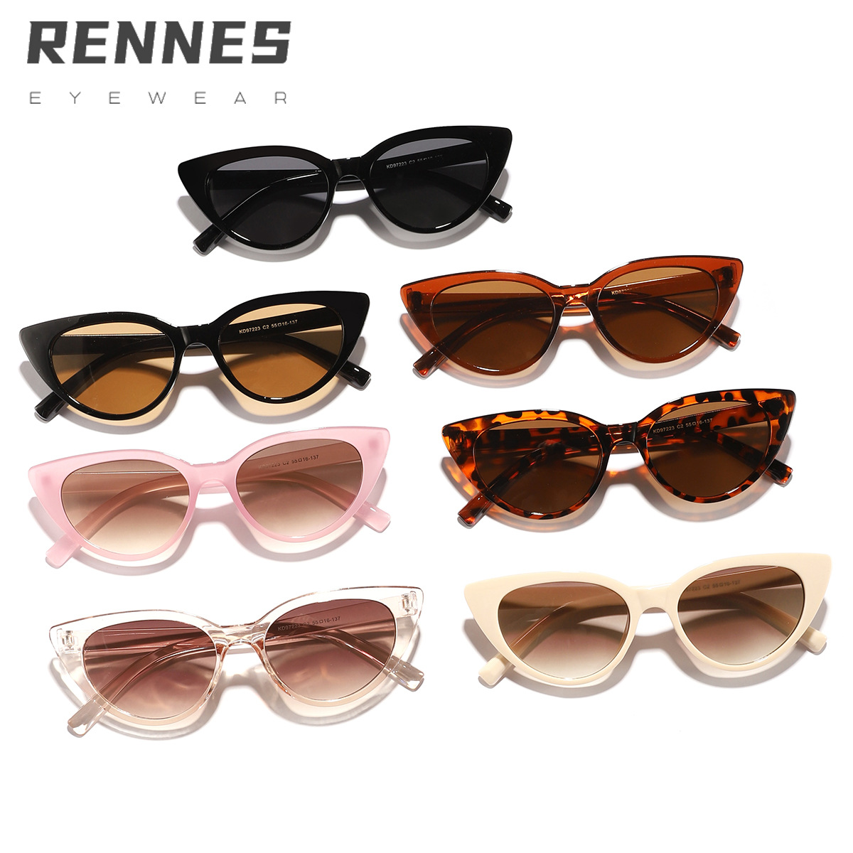 Nueva moda transfronteriza casual retro ojo de gato simple gafas de sol de montura pequeña europeas y americanas