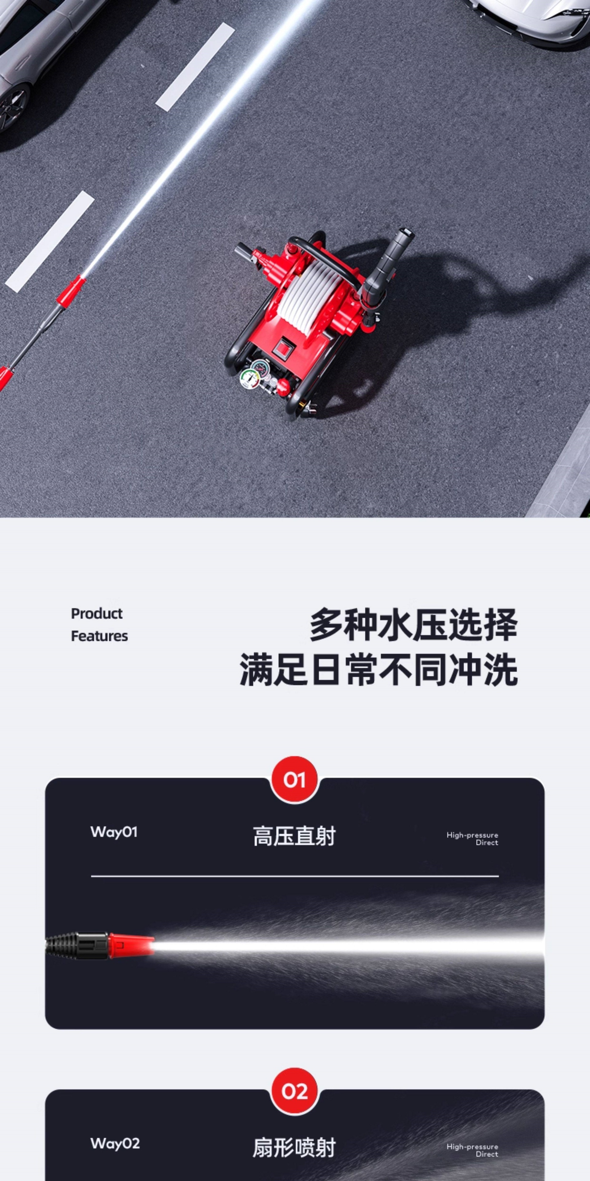 Delixi Car Washing Machine High-Pressure Water Gun Household 220V High-Power Portable Cleaning Machine Booster Pump Powerful Floor Cleaning Machine