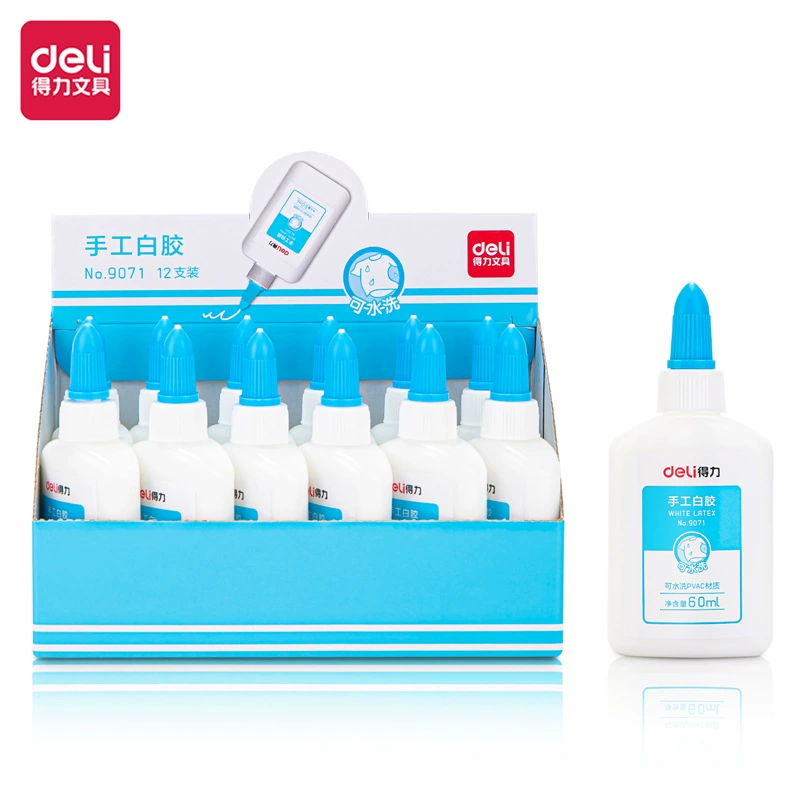 Deli 9071 Белый клей ручной работы, 60 мл для офиса и студентов, подходит для ремонта форм, поделок ручной работы, моется и безопасен для рук.