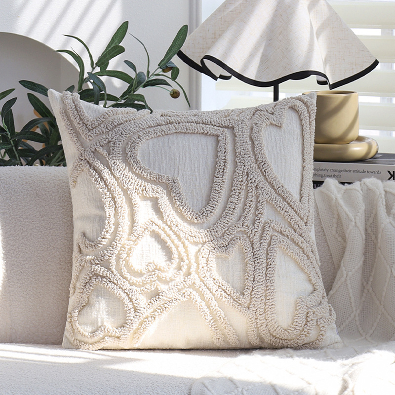 Almohada estilo ins funda de almohada de color sólido funda de cojín de sofá de terciopelo de anillo de chenilla de cama cubierta de cojín de coche de dormitorio al por mayor