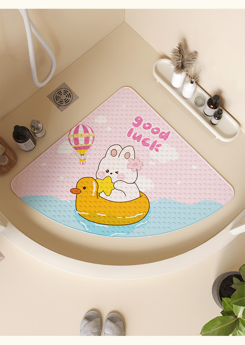 Children's Cartoon Bathroom Non-Slip Shower Mat PVC Printed Suction Cup Anti-Fall Bathtub Floor Mat