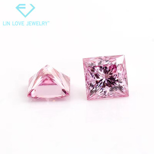Wholesale Princess Square Cut Plated Pink Mosane Diamond Bare Stone Factory Outlet Moissanite Large Caramosane Diamond