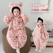 女童连体睡衣秋冬款珊瑚绒加厚儿童睡袋冬季法兰绒婴儿宝宝防踢被