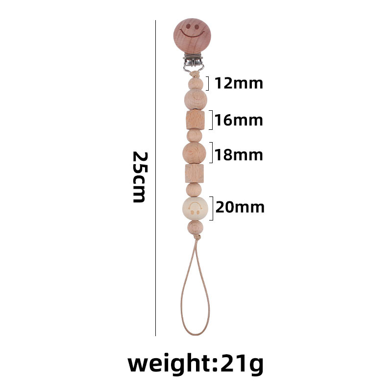Bebé suministros de dibujos animados de haya forma chupete clip de haya animal cuentas de madera mordedor cuentas pezón cadena anti-perdido cadena