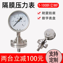 Y-100BF/Z/MF(316)/316全不锈钢隔膜压力表  Y-M耐震工业压力表
