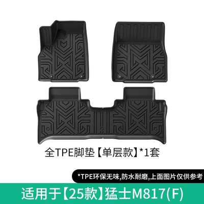 Suitable for 25 models of Dongfeng Mengshi M817 car floor mats, custom-made TPE trunk mat for five-seater vehicles (Universal Foot Pad) - 25-models-of-mengshi-m817-single-layer-foot-mats-f-model