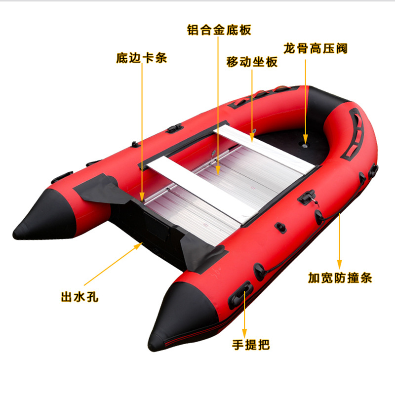 Jiating Barco de asalto barco de goma engrosada barco de pesca de fondo duro Luya barco inflable kayak Control de Inundaciones barco de rescate fabricante