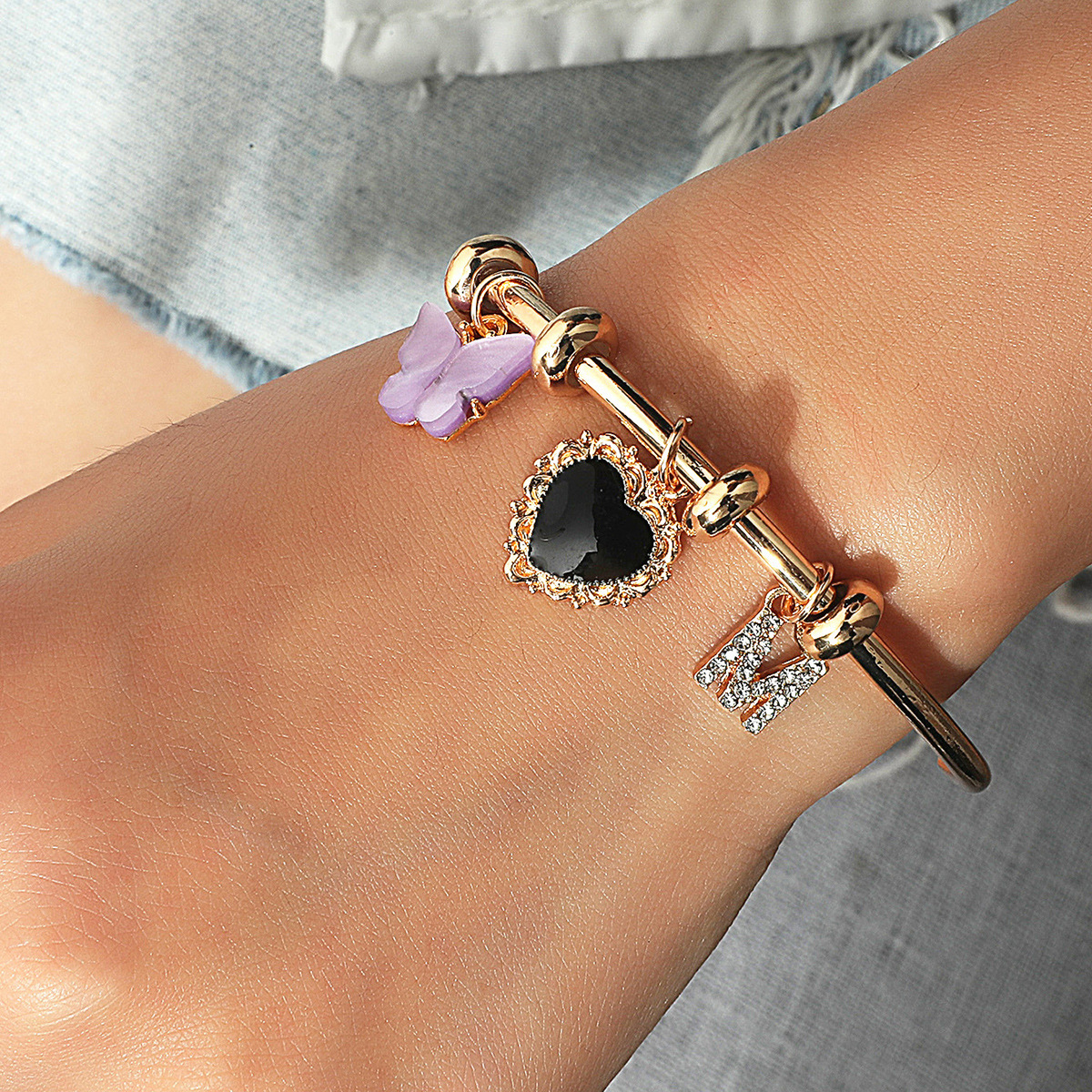 Cherry love letter bracelet simple adjustable opening bead circle bracelet