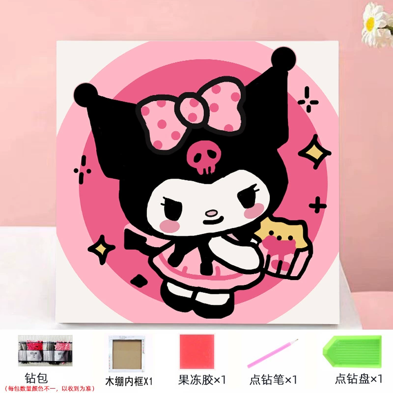 Набор алмазной мозаики DIY Kuromi и мультфильмы 20×20 см, рамка-наклейка, детское творчество