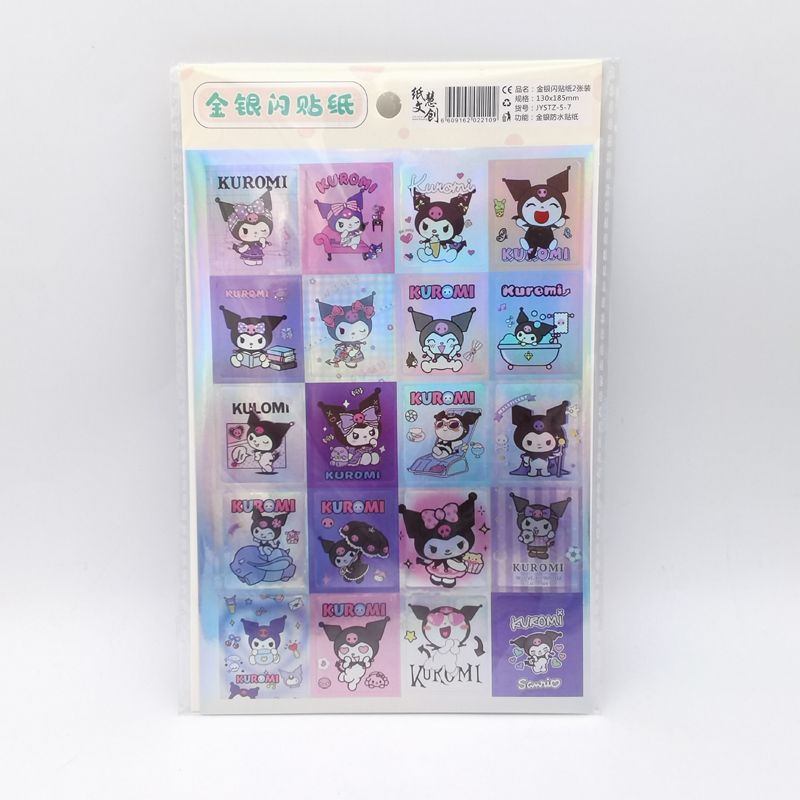 Sanrio de dibujos animados de oro plata flash pegatinas 2 piezas de perro Pacha láser impermeable pegatinas DIY de moda baloncesto material pegatinas