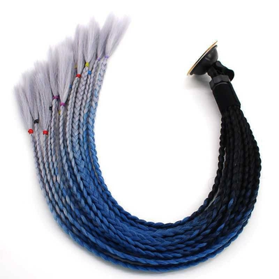 ponytail helmet small braid wig | Motosiklet dəbilqələri - black-blue-and-gray-gradient