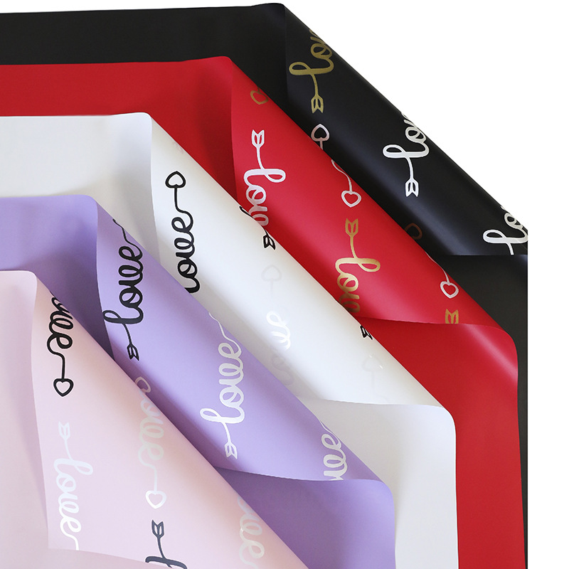 现货不断爱鲜花包装纸芭彩纸爱心包花纸防水手工礼物花束包装纸