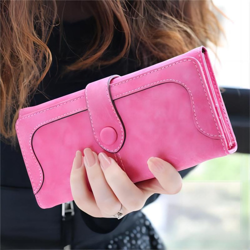 Bestselling Cross-Border  New Women's Wallet Satin Retro Handbag Soft Leather Multifunctional Clasp Long Wallet