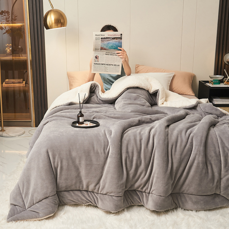 Transfronterizo leche mantas de lana de invierno grueso mantas de lana de coral mantas de lana de lana siesta descanso una sola manta de pierna