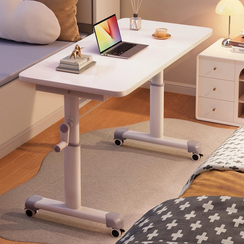 Computer desk, movable hand-cranked height-adjustable desk, office desk, bedroom home bedside table, student small desk, workbench Computer desk, movable hand-cranked height-adjustable desk, office desk, bedroom home bedside table, student small desk, workbench
