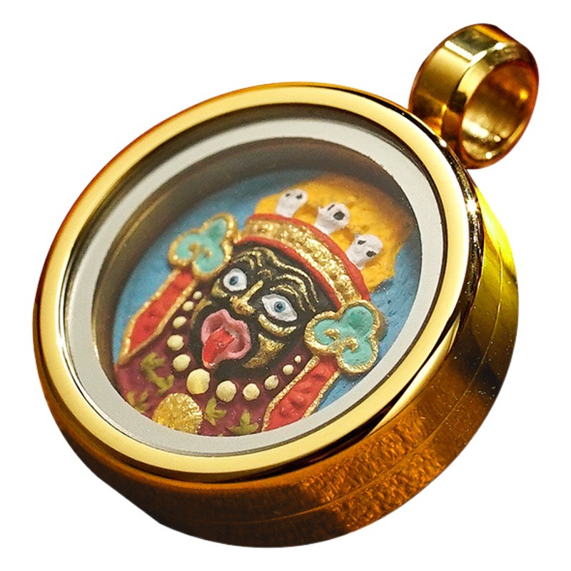Zakilam Huang Cai Stereoscopic Painted Small Thangka Mini Wipe Hand-painted Mineral Pigment Pendant Accessories Bare Pendant