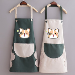 情侶時尚日系防水圍裙女家用可愛廚房夏新款男士工作飯店印字